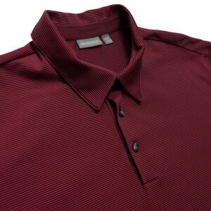 Ashworth Golf Polo Shirt Mens XL Red Striped  Short Sleeve Performance